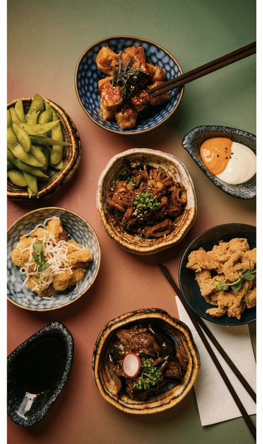 Gericht und Ambiente im NOAN, modernes asiatisches Restaurant in Wien-Leopoldstadt